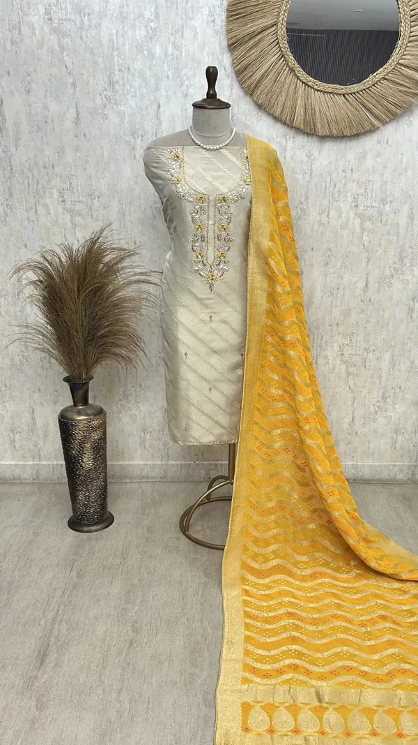 Timeless_Ivory_Unstitched_Suit_Set_Mustard_Yellow