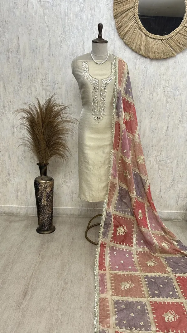 Ivory_Elegance_Tissue_Unstitched_Suit_Set_Rust_Orange_With_Golden_Embroidery