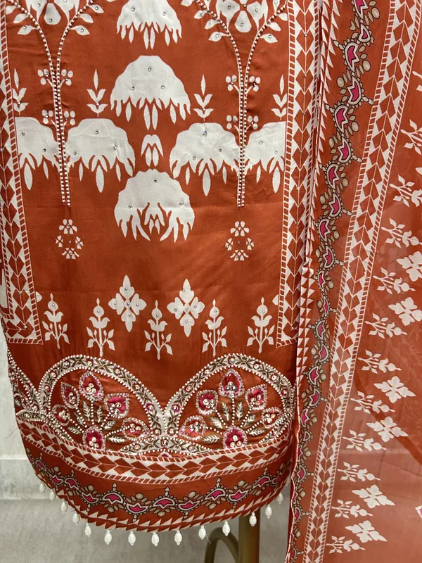 Russian_Crepe_Unstitched_Suit_Set_Featuring_Organza_Dupatta_Orange
