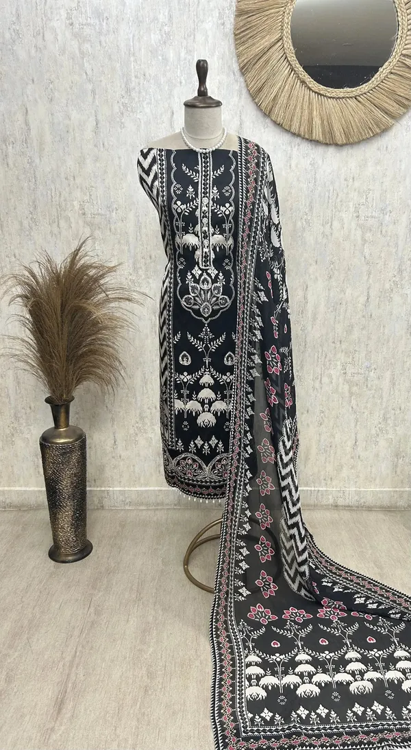 Russian_Crepe_Unstitched_Suit_Set_Featuring_Organza_Dupatta_Black