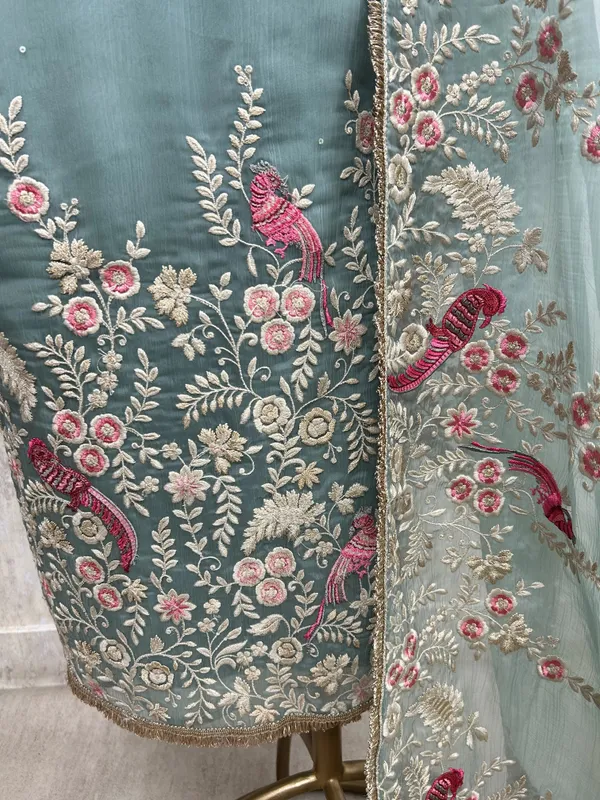 Chiffon_Organza_Unstitched_Suit_Set_With_Chiffon_Organza_Dupatta_Hot_Pink