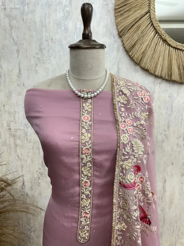 Chiffon_Organza_Unstitched_Suit_Set_With_Chiffon_Organza_Dupatta_Hot_Pink