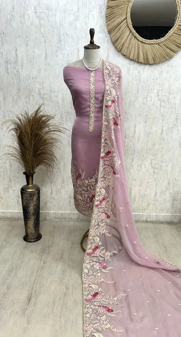 Chiffon_Organza_Unstitched_Suit_Set_With_Chiffon_Organza_Dupatta_Hot_Pink
