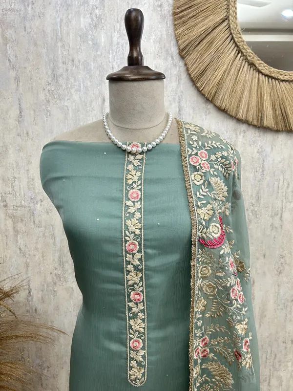 Chiffon_Organza_Unstitched_Suit_Set_With_Chiffon_Organza_Dupatta_Hot_Pink
