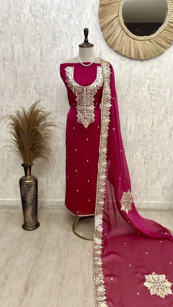 Organza_Unstitched_Suit_Set_Featuring_Organza_Dupatta_Dark_Pink