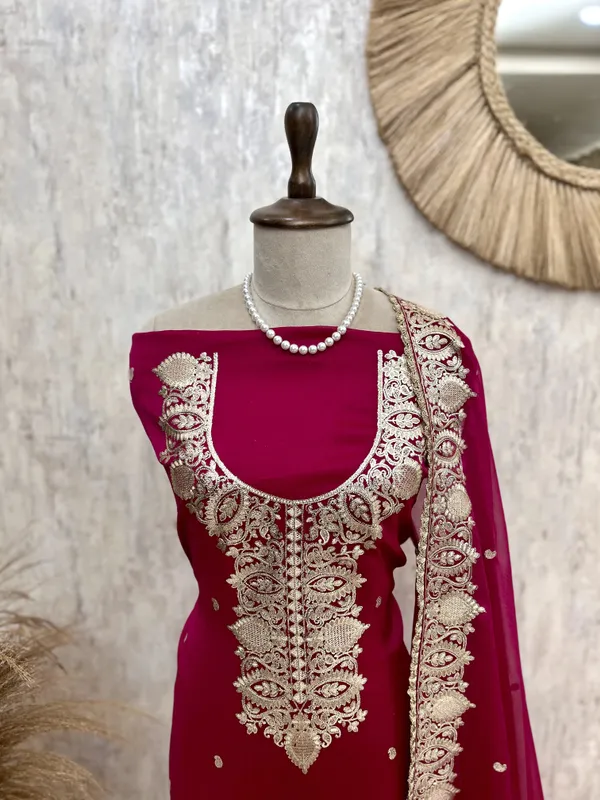 Organza_Unstitched_Suit_Set_Featuring_Organza_Dupatta_Dark_Pink