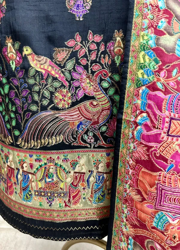 Silk_Unstitched_Suit_Set_Featuring_Silk_Dupatta_Black