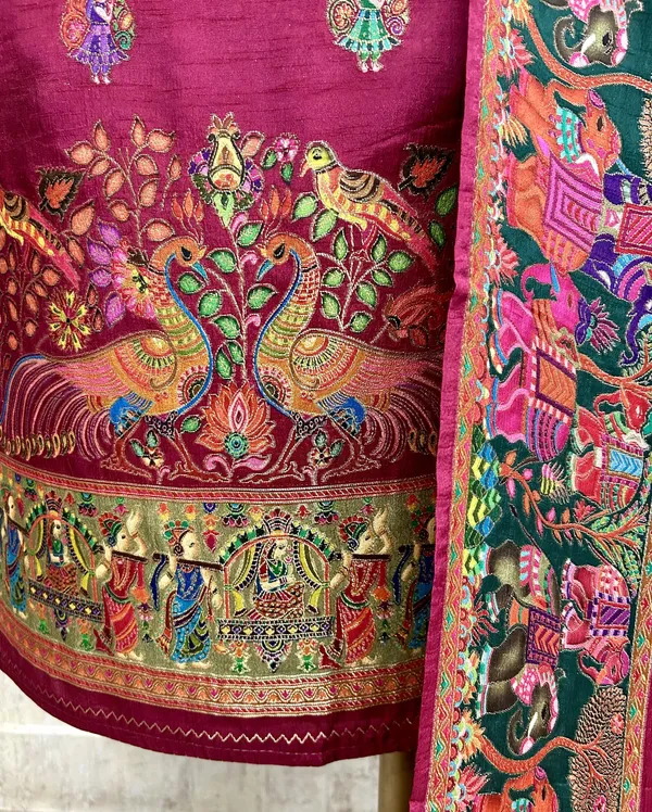 Silk_Unstitched_Suit_Set_Featuring_Silk_Dupatta_Dark_Pink