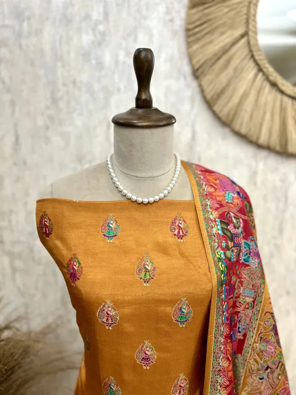 Silk_Unstitched_Suit_Set_Featuring_Silk_Dupatta_Gold