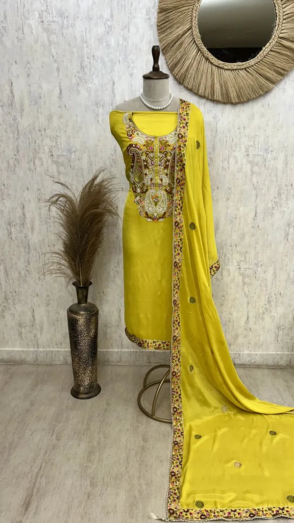 Chinnon_Unstitched_Suit_Set_With_Chinnon_Dupatta_Yellow