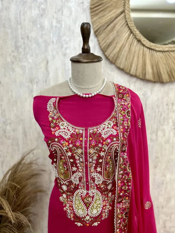 Chinnon_Unstitched_Suit_Set_With_Chinnon_Dupatta_Hot_Pink