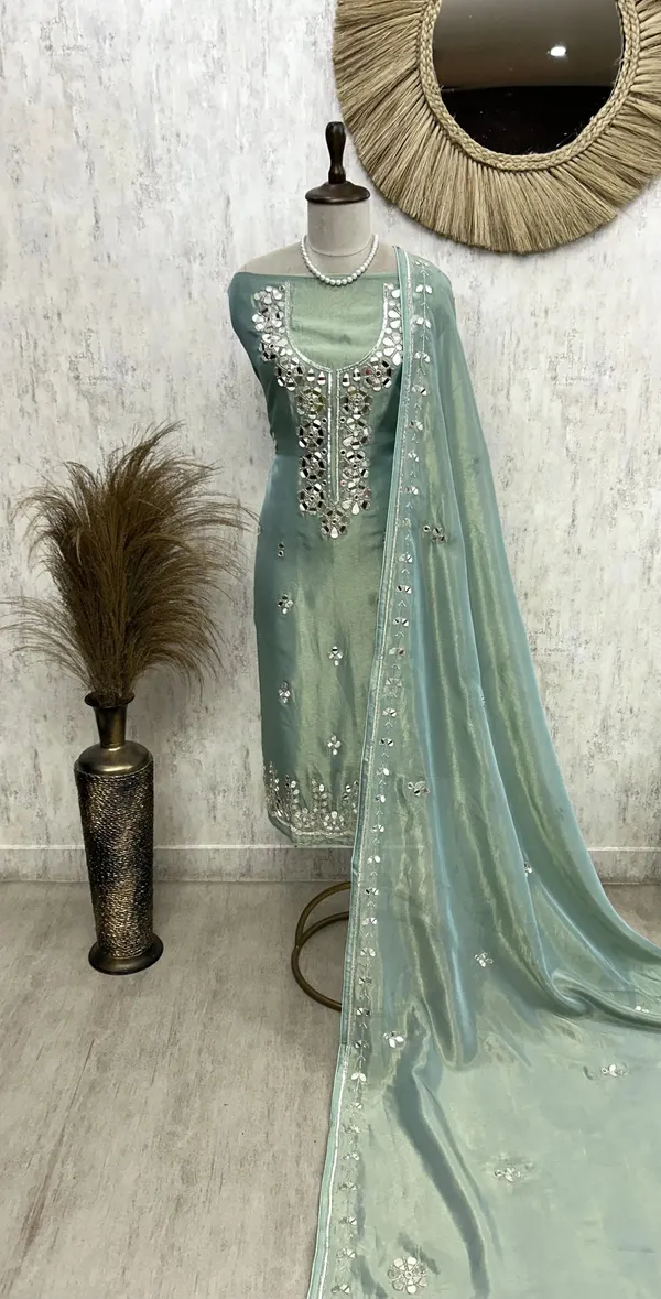 Tissue_Unstitched_Suit_Set_With_Tissue_Dupatta_Green