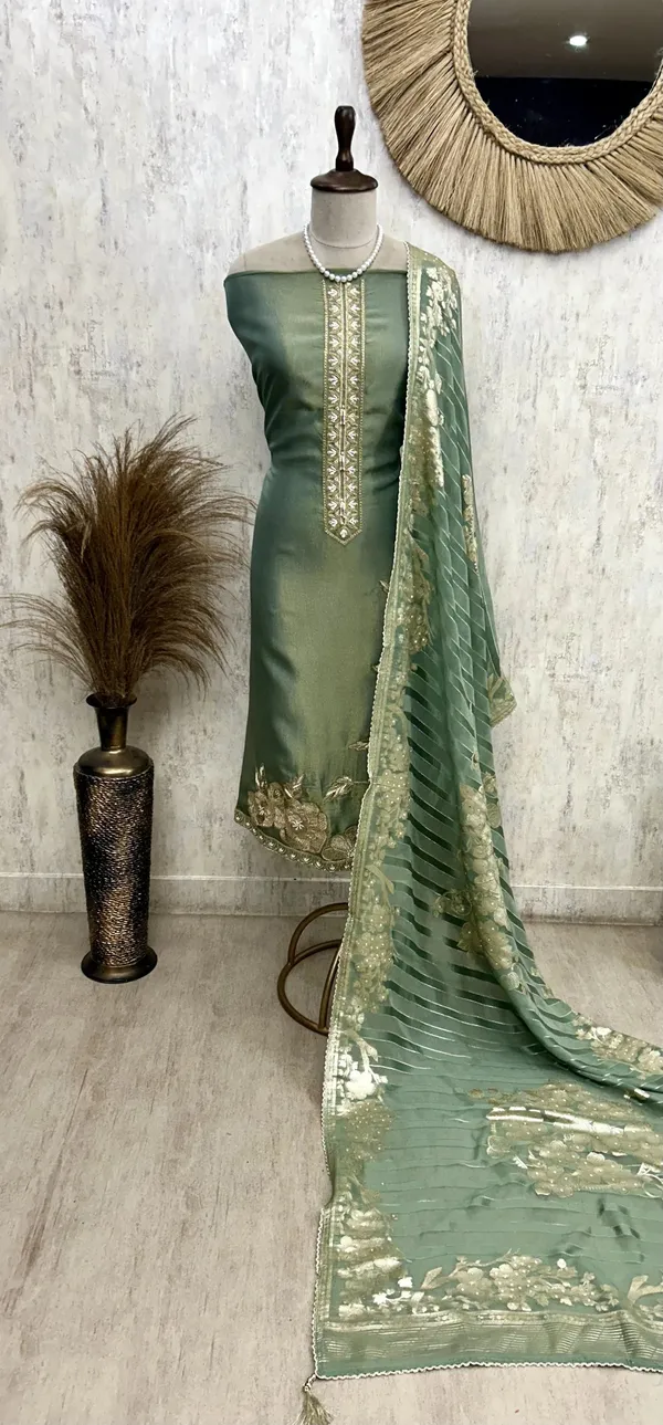 Tissue_Unstitched_Suit_Set_With_Organza_Dupatta_Green