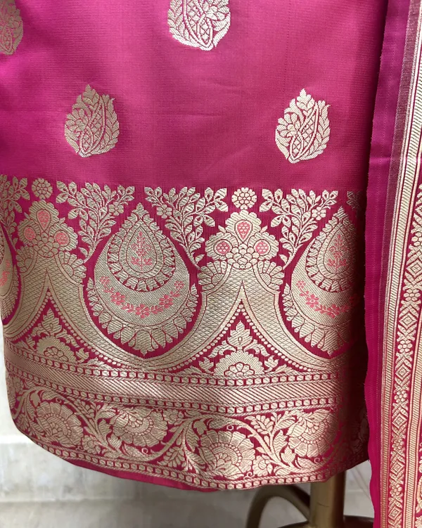 Banarasi_Silk_Unstitched_Suit_Set_With_Banarasi_Silk_Dupatta_Dark_Pink
