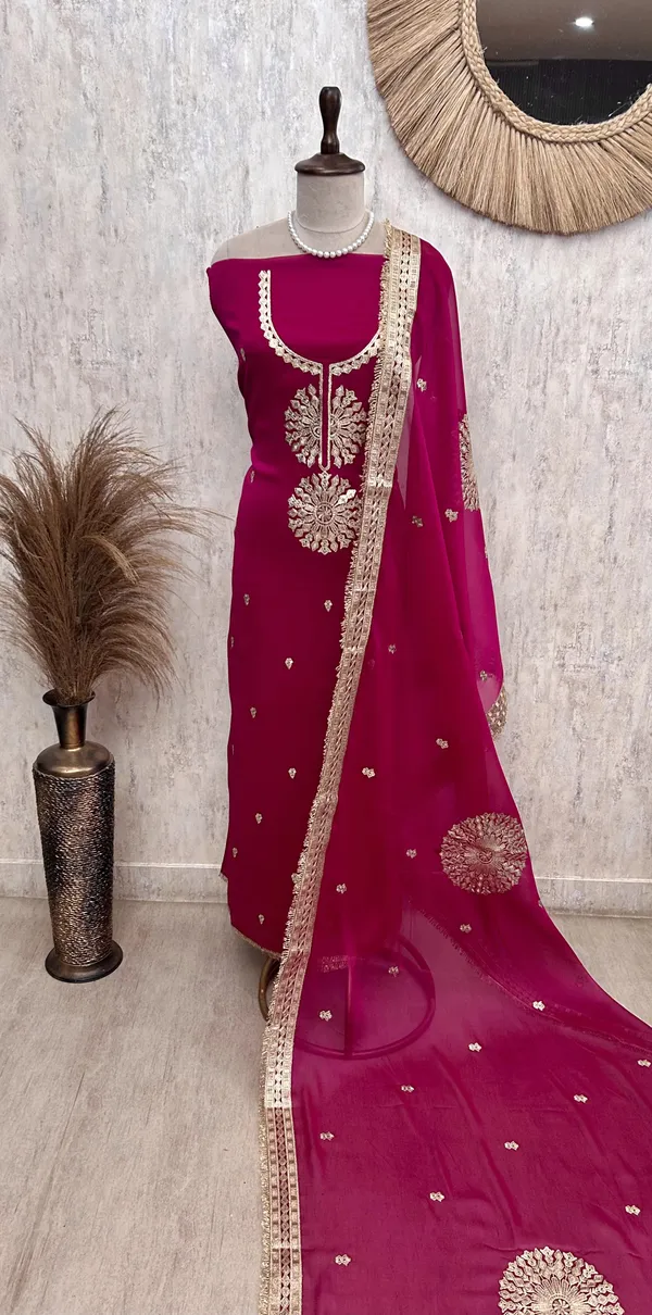 Organza_Unstitched_Suit_Set_With_Organza_Dupatta_Dark_Pink