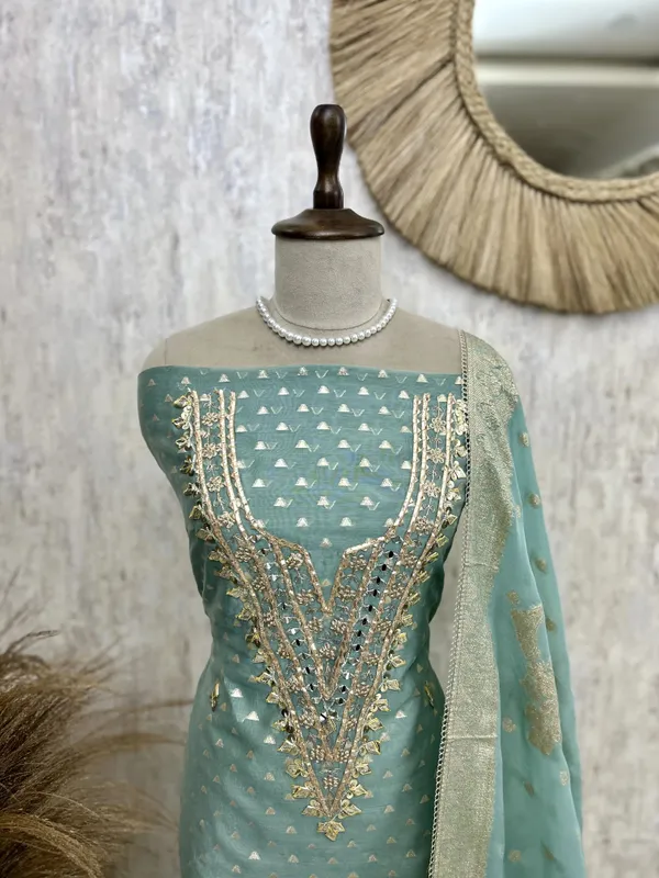 Unstitched_Maheshwari_Suit_Set_Featuring_Organza_Dupatta_Persian_Green