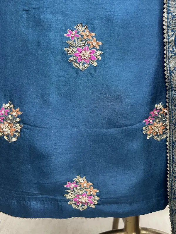 Unstitched_Dola_Silk_Suit_Set_With_Dola_Silk_Dupatta_Blue