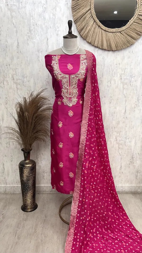 Unstitched_Dola_Silk_Suit_Set_With_Dola_Silk_Dupatta_Pink