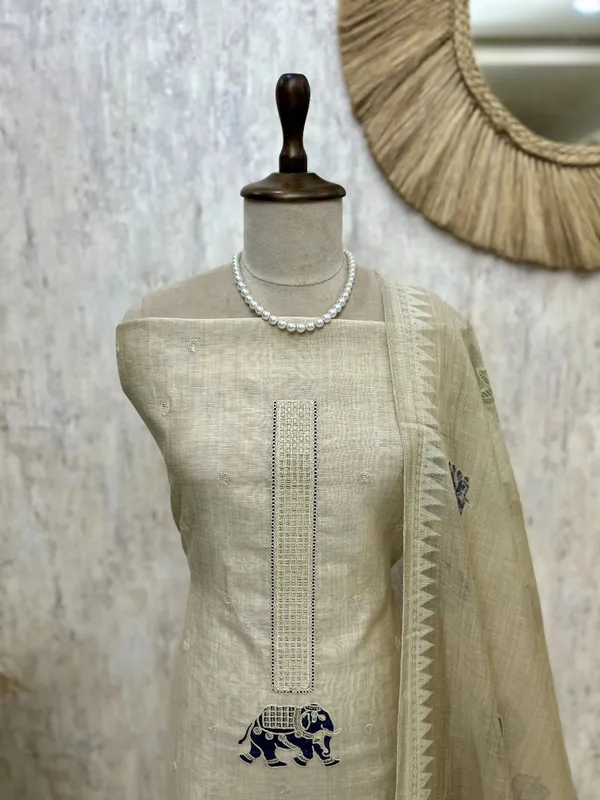 Jamdani_Linen_Unstitched_Suit_Set_Featuring_Applique_Work_Blue