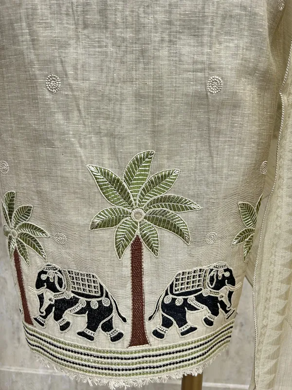 Jamdani_Linen_Unstitched_Suit_Set_Featuring_Applique_Work_Red_1