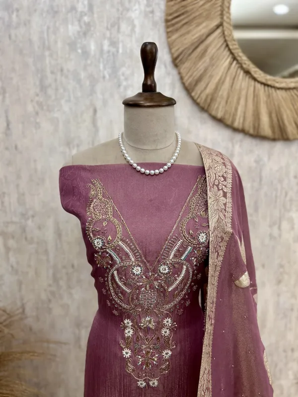 Crush_Tissue_Unstitched_Suit_Set_With_Zardosi_Work_Purple