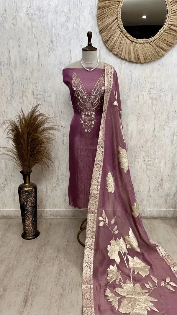 Crush_Tissue_Unstitched_Suit_Set_With_Zardosi_Work_Purple
