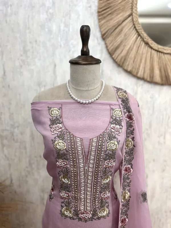 Unstitched_Organza_Suit_Set_Featuring_Thread_Embroidery_Pink