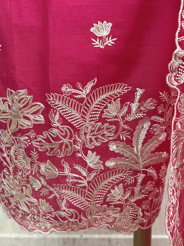 Mul_Chanderi_Unstitched_Suit_Set_Featuring_Mul_Chanderi_Dupatta_Dark_Pink