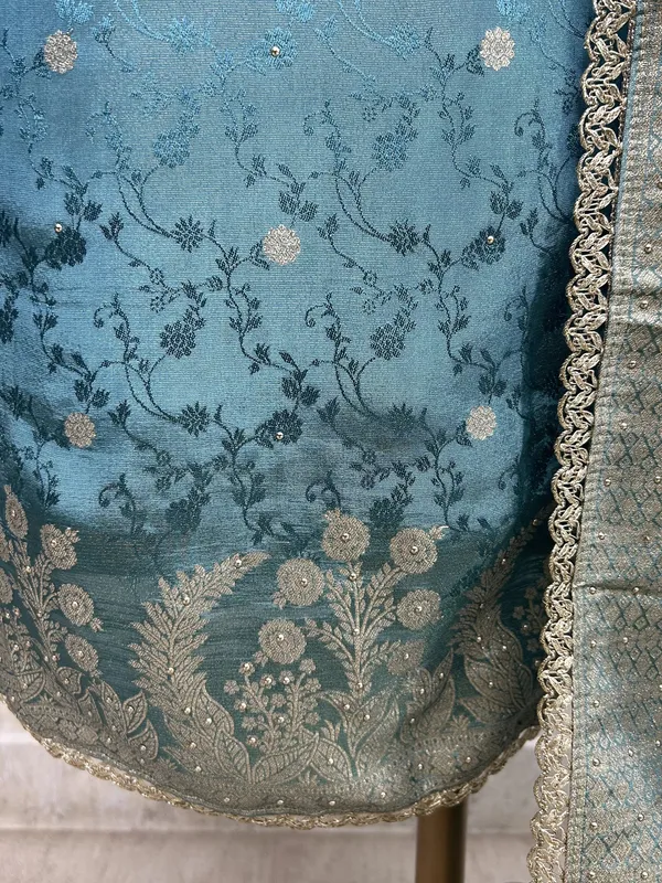 Tissue_Silk_Unstitched_Suit_Set_Featuring_Zardosi_Work_Blue