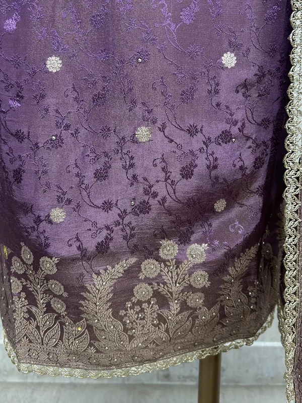Tissue_Silk_Unstitched_Suit_Set_Featuring_Zardosi_Work_Purple