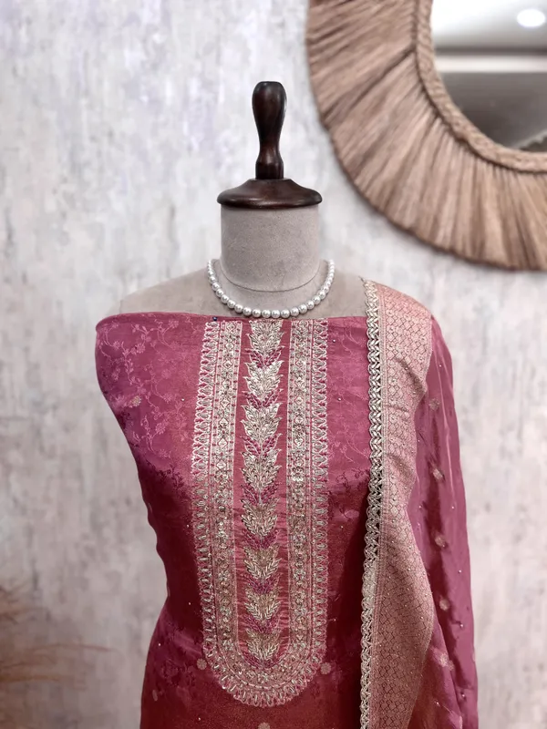Tissue_Silk_Unstitched_Suit_Set_Featuring_Zardosi_Work_Pink
