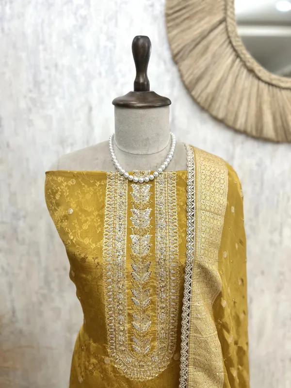Tissue_Silk_Unstitched_Suit_Set_Featuring_Zardosi_Work_Yellow