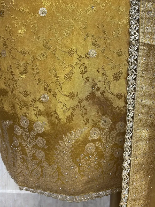 Tissue_Silk_Unstitched_Suit_Set_Featuring_Zardosi_Work_Yellow