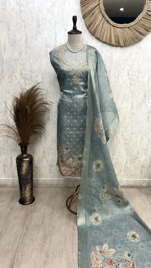 Tissue_Unstitched_Suit_Set_Featuring_Sequence_And_Banarasi_Weaving_Blue