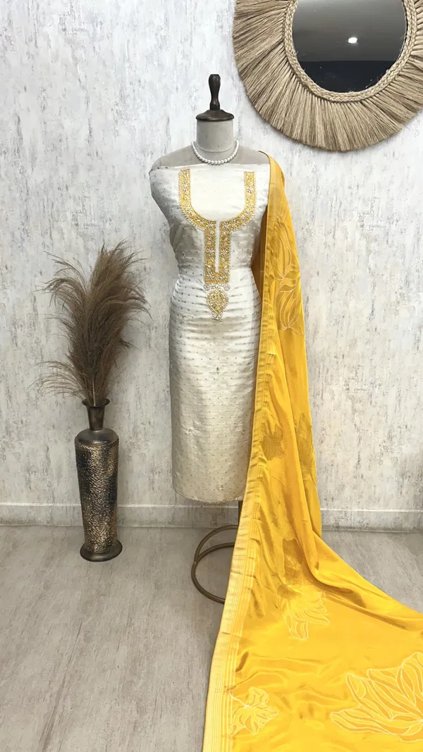 Unstitched_Tissue_Suit_Set_Featuring_Silk_Dupatta_Yellow