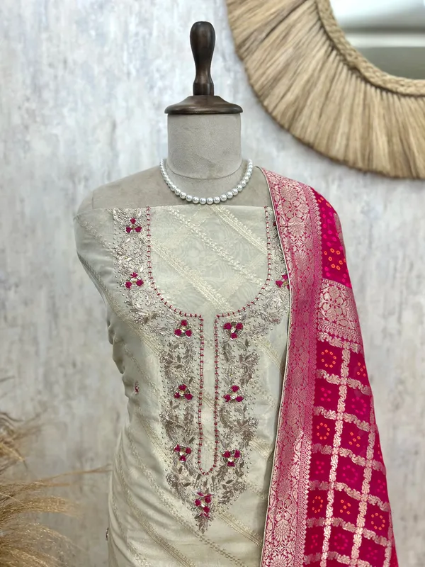 Tissue_Unstitched_Suit_Set_With_Dola_Silk_Dupatta_Beige
