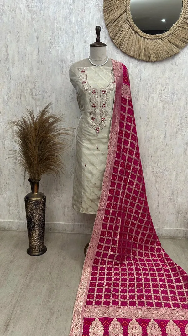 Tissue_Unstitched_Suit_Set_With_Dola_Silk_Dupatta_Beige