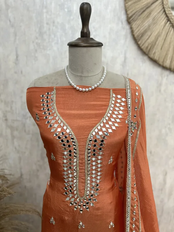 Tissue_Unstitched_Suit_Set_With_Mirror_Work_Yellow