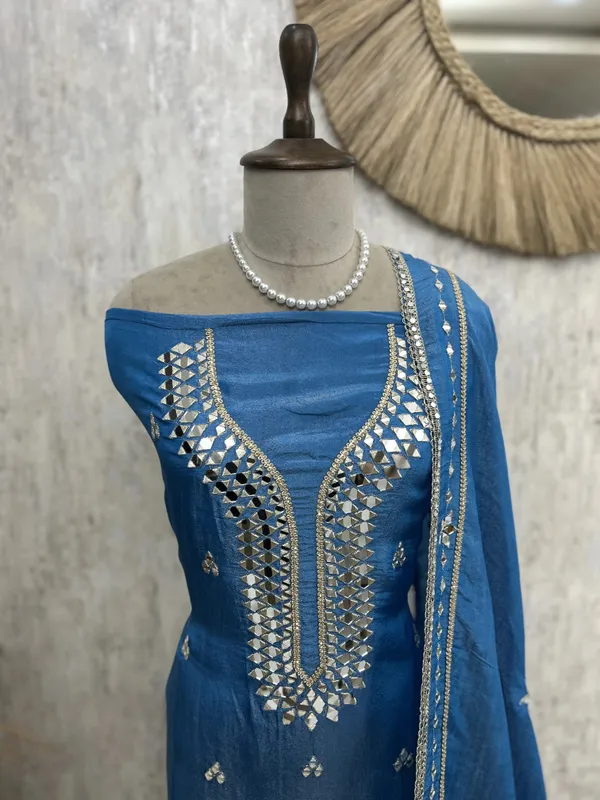 Tissue_Unstitched_Suit_Set_With_Mirror_Work_Yellow