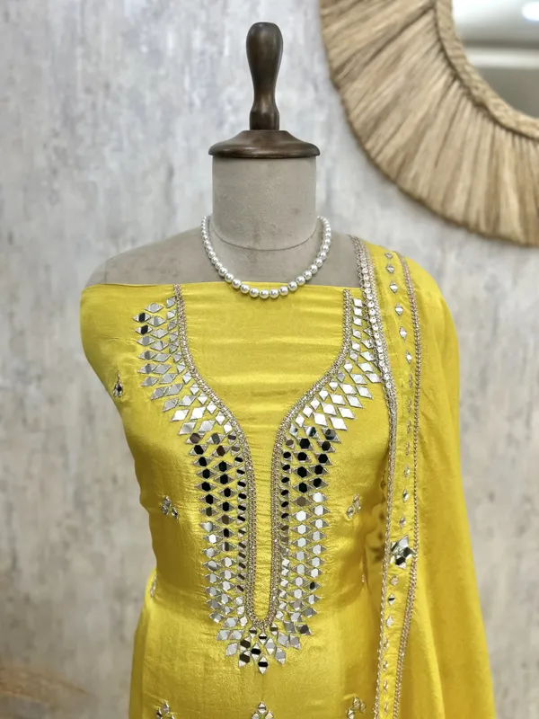 Tissue_Unstitched_Suit_Set_With_Mirror_Work_Yellow