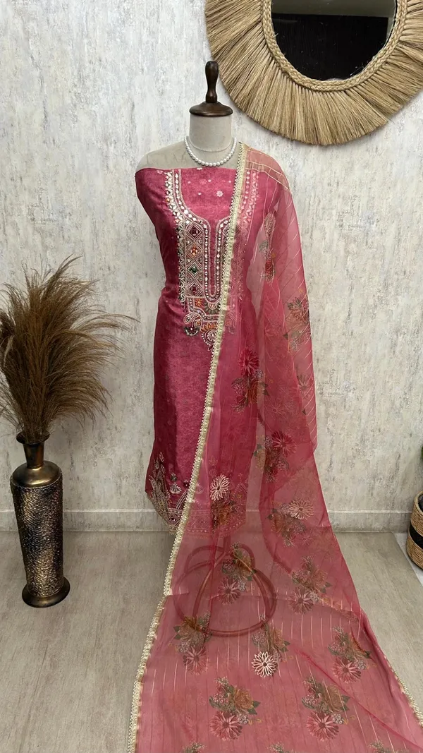 Tissue_Unstitched_Suit_Set_With_Organza_Dupatta_Dark_Pink