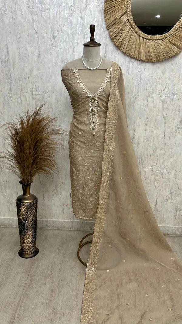 Crust_Onex_Unstitched_Suit_Set_With_Thread_Embroidery_Golden_Beige