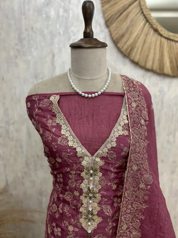 Crust_Onex_Unstitched_Suit_Set_With_Thread_Embroidery_Mauve_Plum
