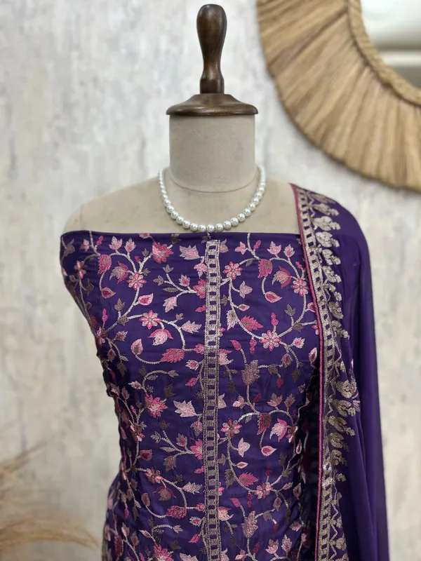 Unstitched_Suit_Set_Opada_With_Thread_Embroidery_Wine_Purple