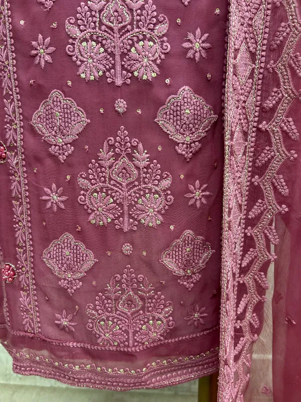 Lucknowi_Chikankari_Pearl_Work_Georgette_Unstitched_Suit_Set_Cardinal_Red