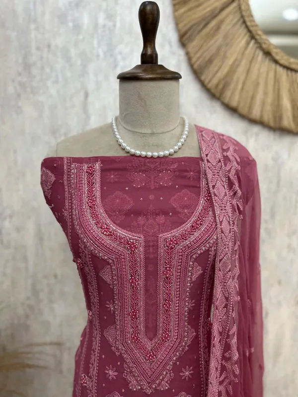 Lucknowi_Chikankari_Pearl_Work_Georgette_Unstitched_Suit_Set_Cardinal_Red