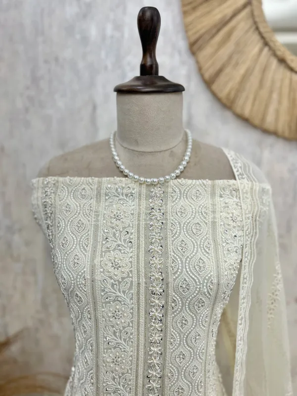Lucknowi_Pearl_Work_Georgette_Unstitched_Suit_Set_Ivory