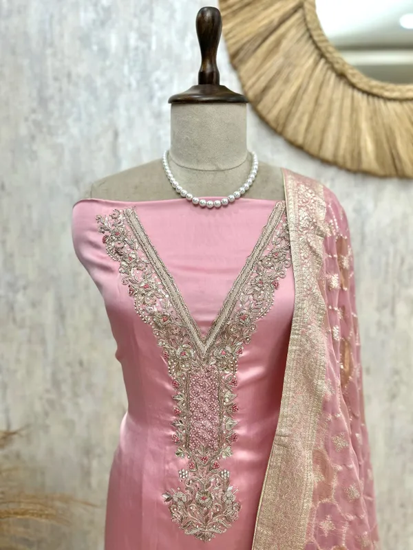 Tissue_Silk_Unstitched_Suit_Set_With_Embroidered_V_Neck_Pink