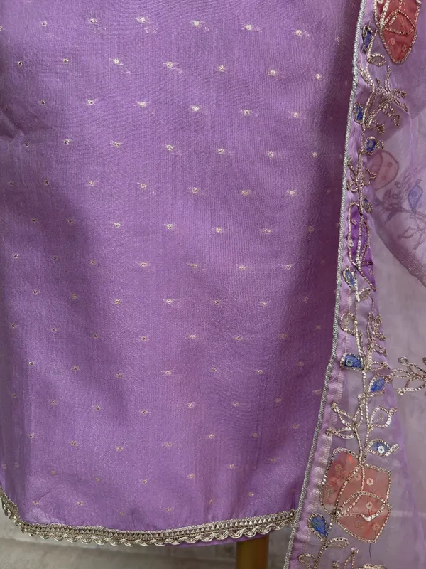 Maheshwari_Unstitched_Suit_Set_With_Embroidered_Necktie_Purple