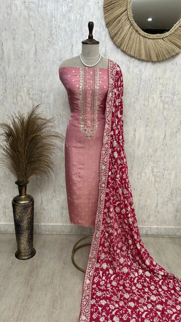 Tissue_Silk_Unstitched_Suit_Set_With_Parsi_Dupatta_Hot_Pink